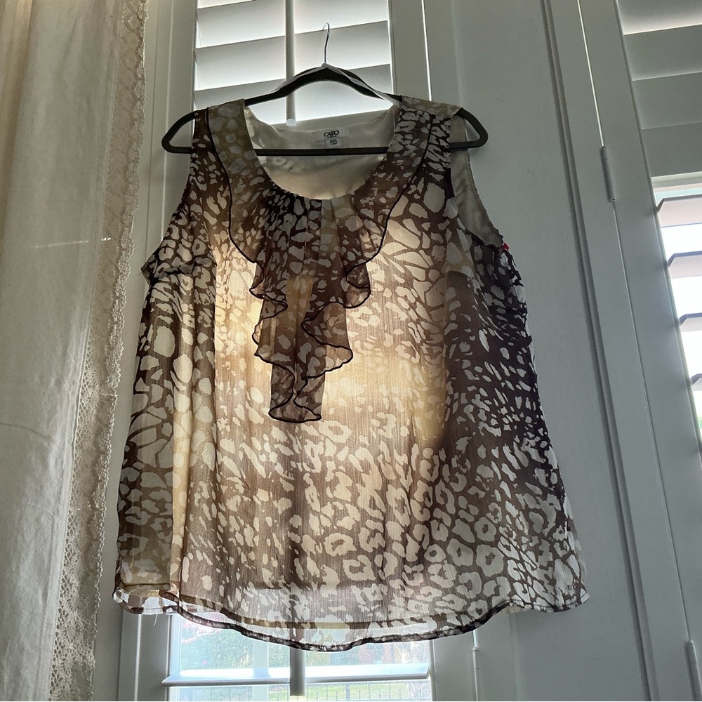 Cato Brown & Cream Ruffled Sleeveless light-weight lined Camisole 18/20 W